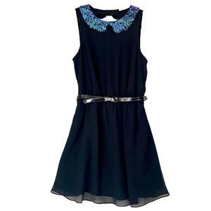 BCBGeneration Little Black Dress Mermaid Colored Sequined Collar Sheer Size M​